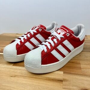 Adidas Superstar Platform Sneakers Heart Red White Women's Size 8.5 FZ1836